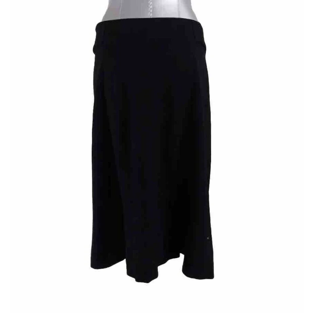 Anne Klein Skirt Size 2X Black‎ Straight Button Stretch Double Kick Split Back